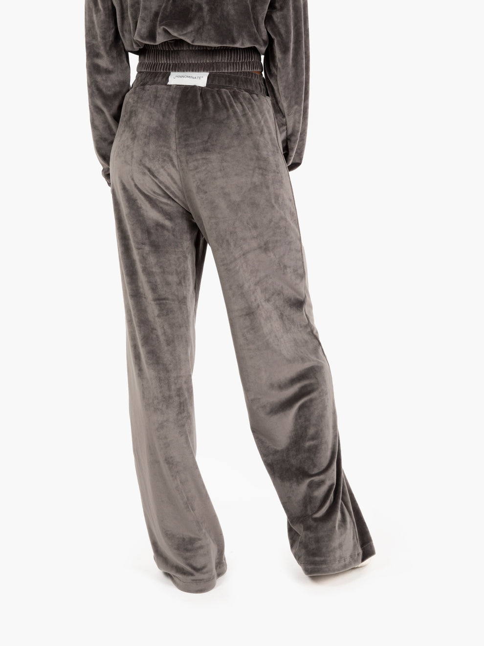 Pantaloni wide in ciniglia con logo grigio