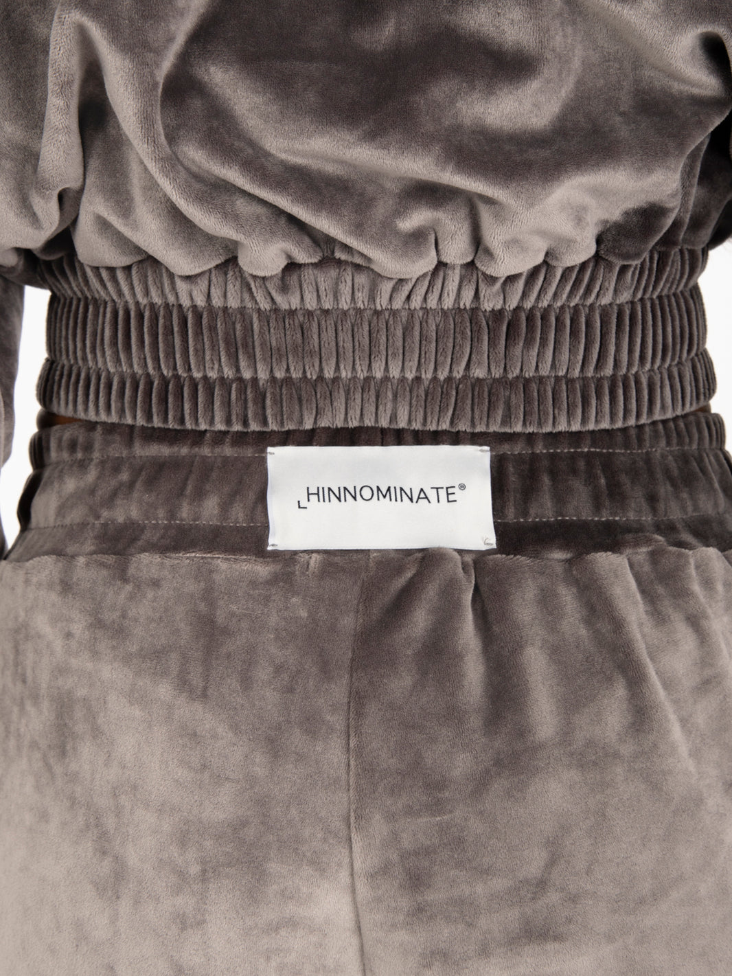 Pantaloni wide in ciniglia con logo grigio