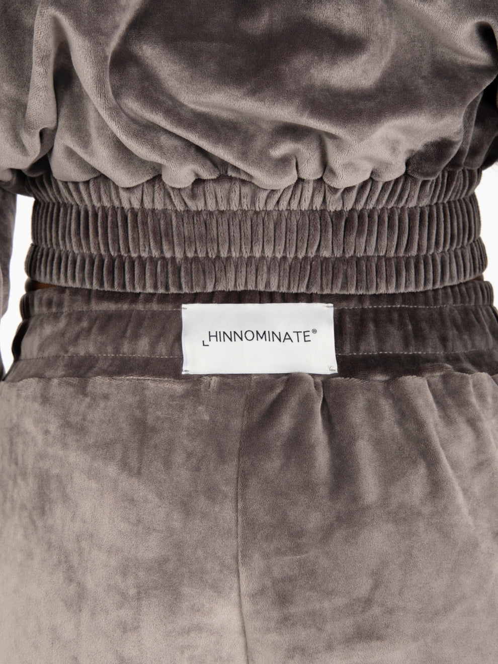 Pantaloni wide in ciniglia con logo grigio
