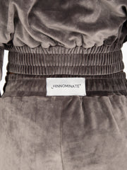 HINNOMINATE - Pantaloni wide in ciniglia con logo grigio