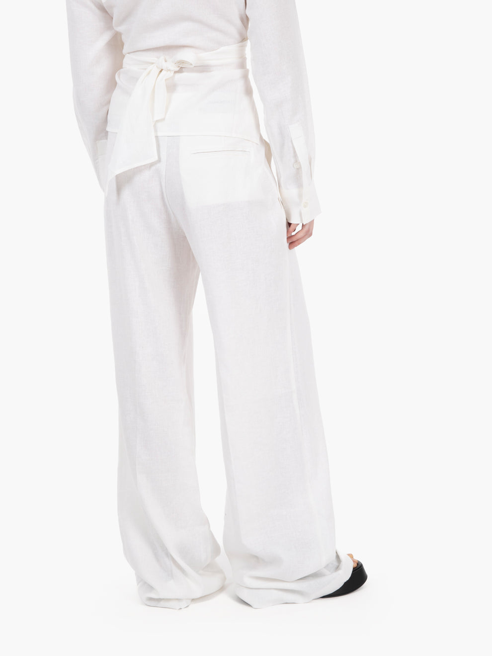 Pantaloni wide in lino bianco