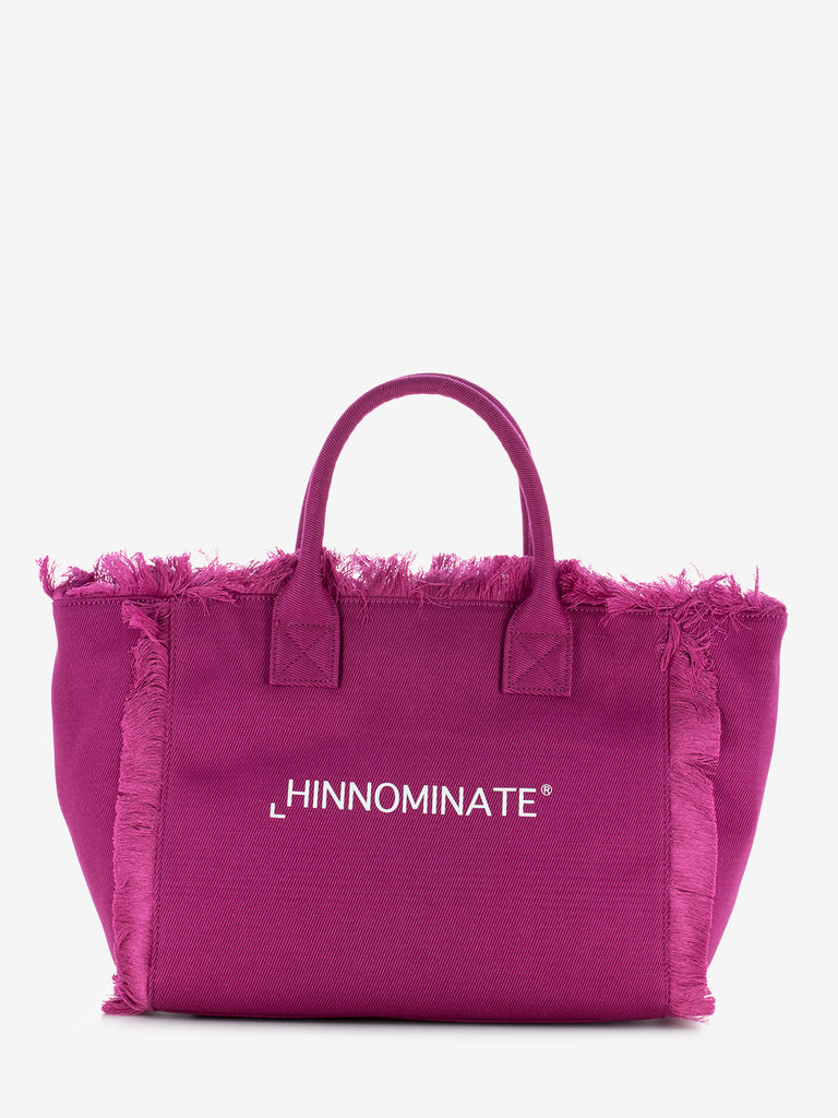 HINNOMINATE - Shopper grande canvas stampa lettering geranio