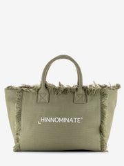 HINNOMINATE - Shopper grande canvas stampa lettering off verde aloe
