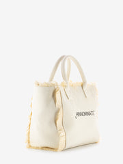 HINNOMINATE - Shopper grande canvas stampa lettering off white