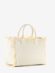 HINNOMINATE - Shopper grande canvas stampa lettering off white