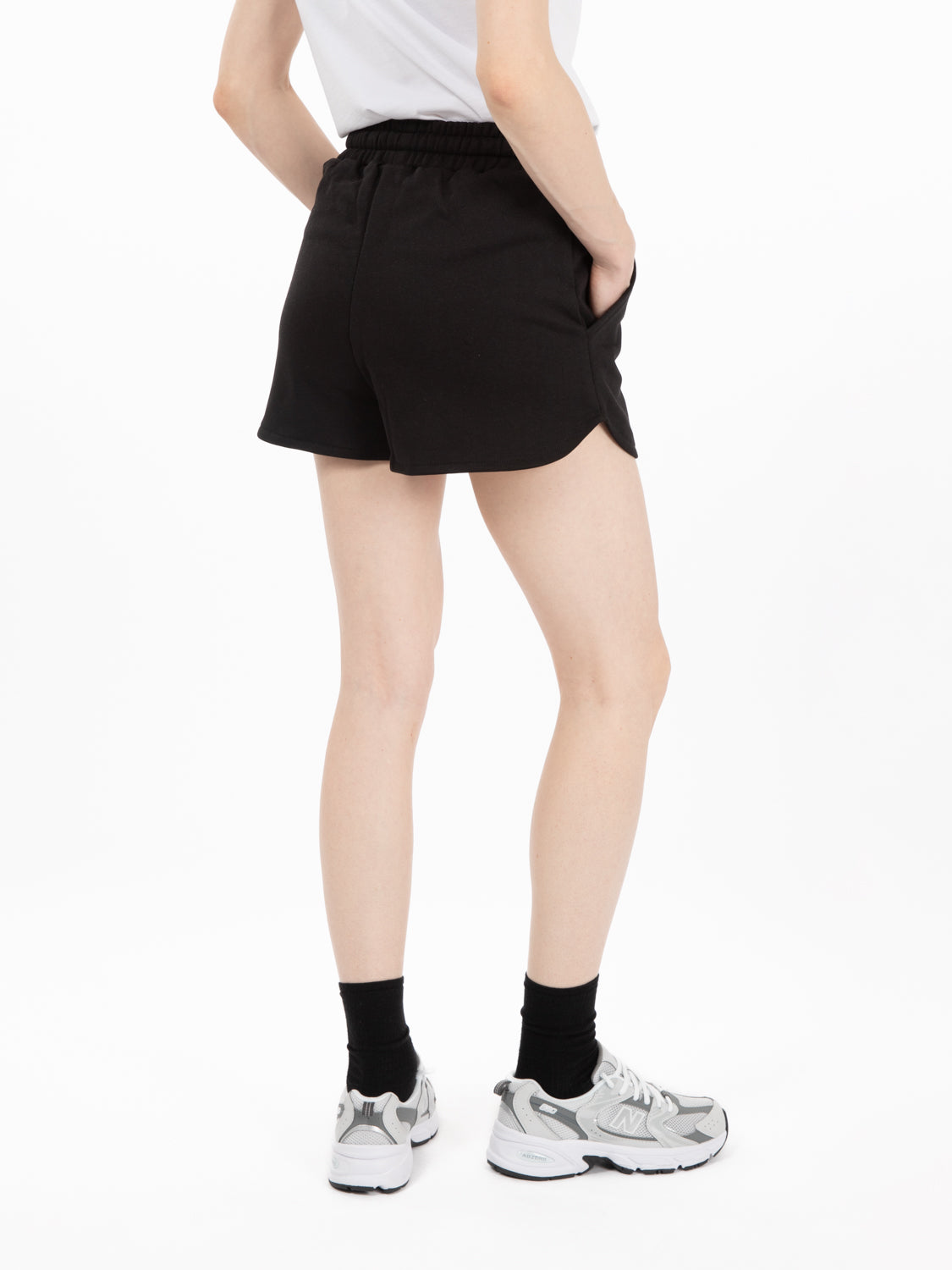 Black Pocketed Fleece Shorts