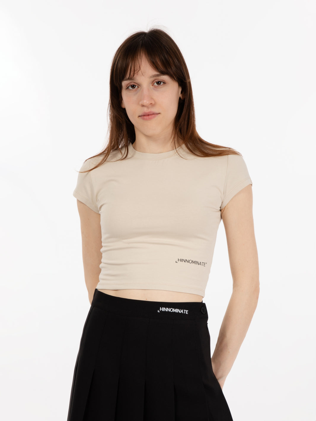 T-shirt crop stretch beige