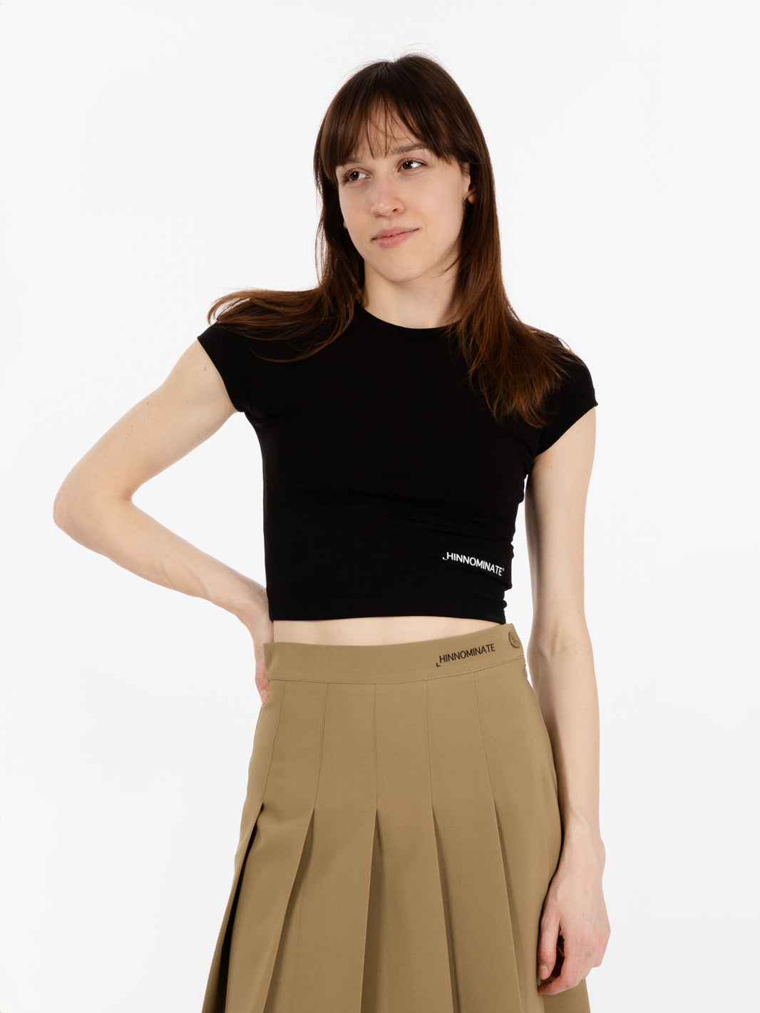 T-shirt crop stretch nero