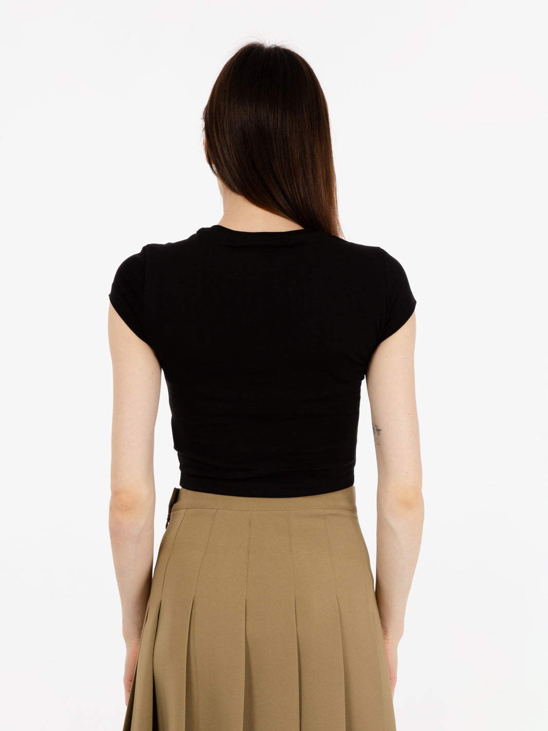 T-shirt crop stretch nero