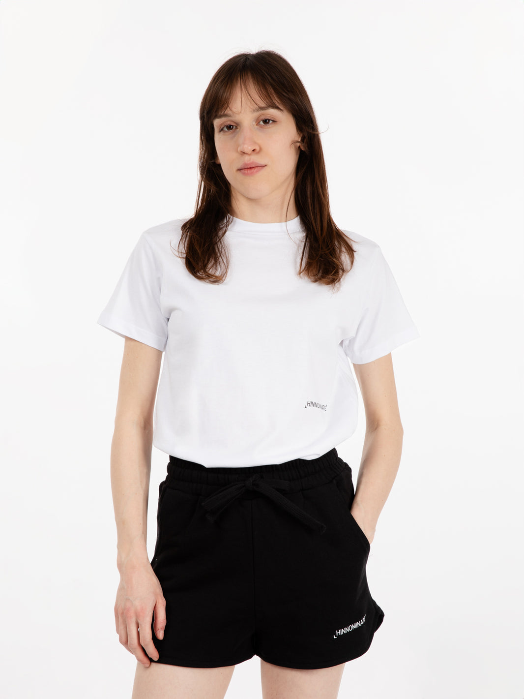 T-shirt logo lettering bianco