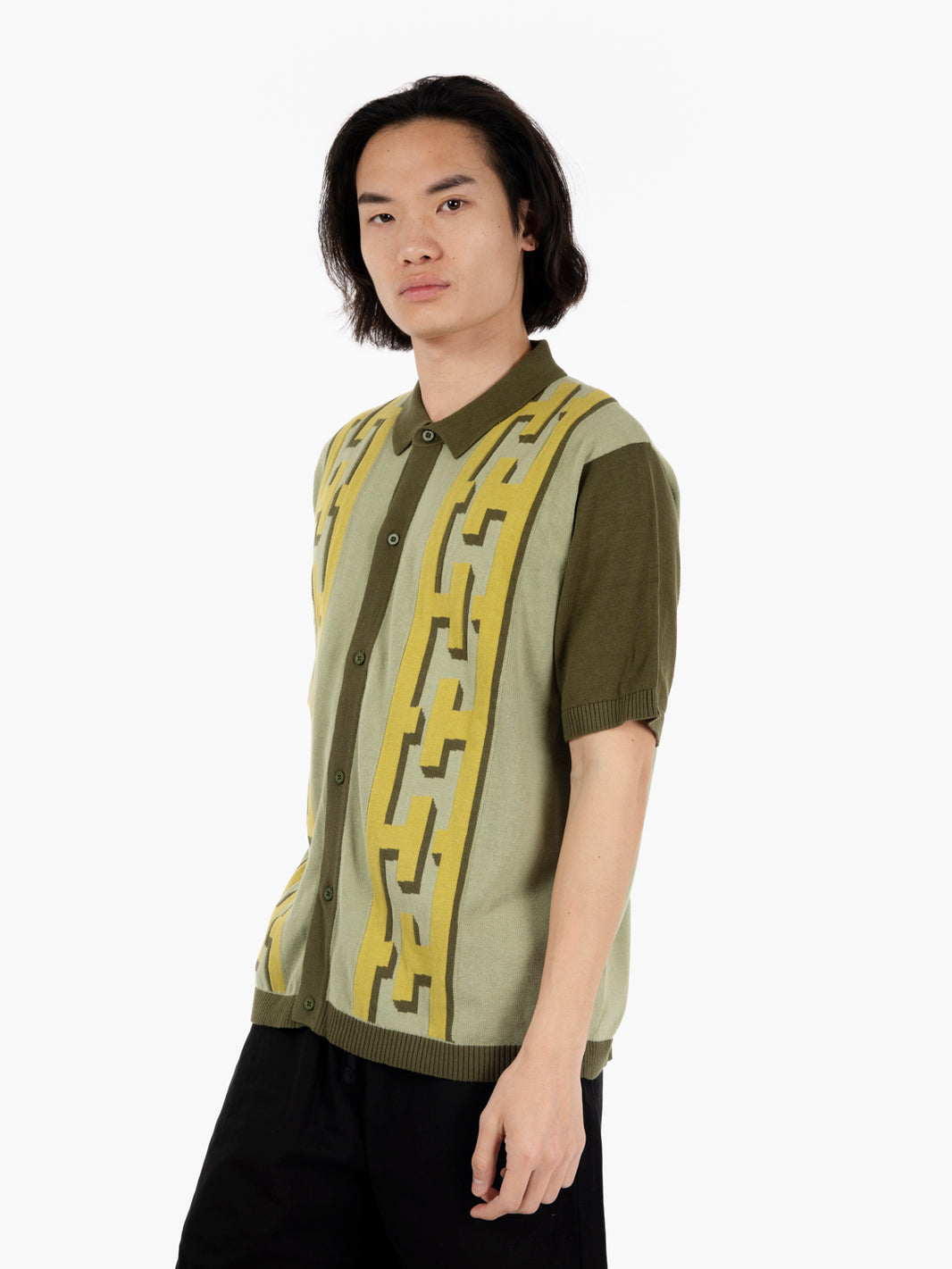 Pillar shortsleeves knit sweater moss