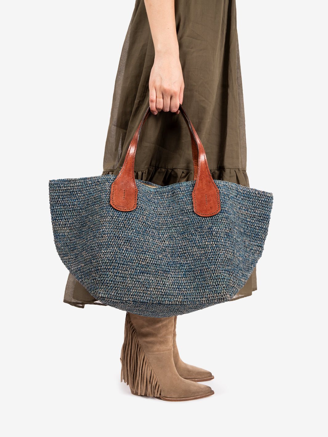 Tokyo II Raffia Bag Blue