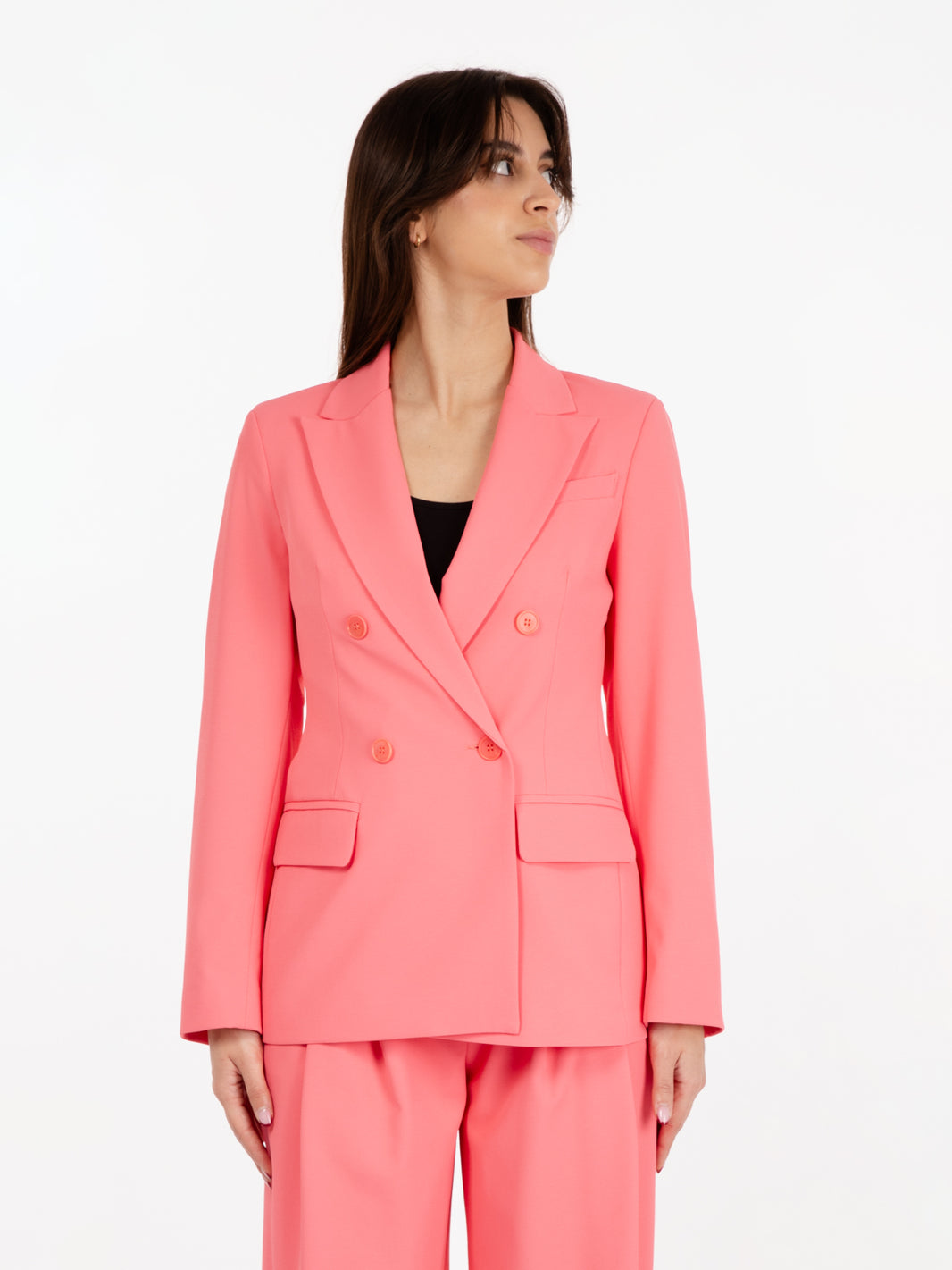 Coral double breasted blazer