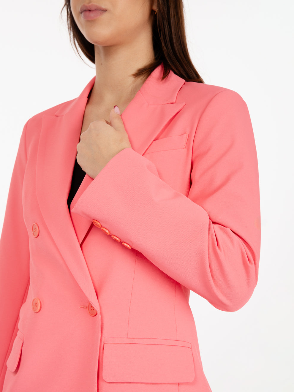Coral double breasted blazer