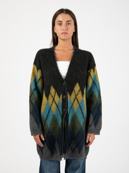 Cardigan a rombi oversize multicolor