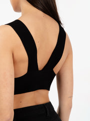 ICONA - Crop top a costine nero