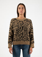 ICONA - Maglione crop lurex cammello