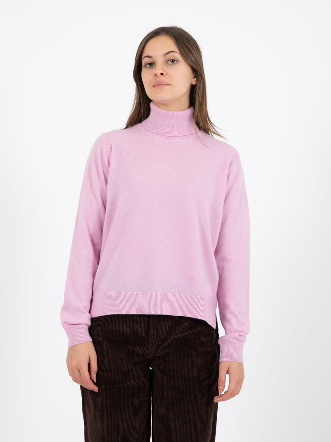 Maglione dolcevita crop rosa