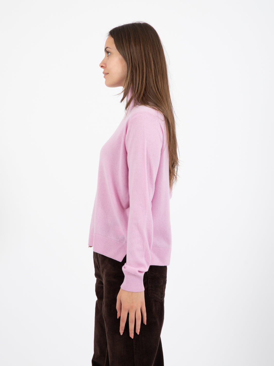 Maglione dolcevita crop rosa