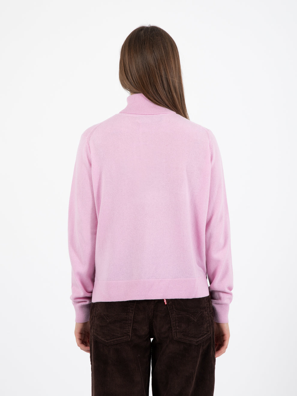 Maglione dolcevita crop rosa