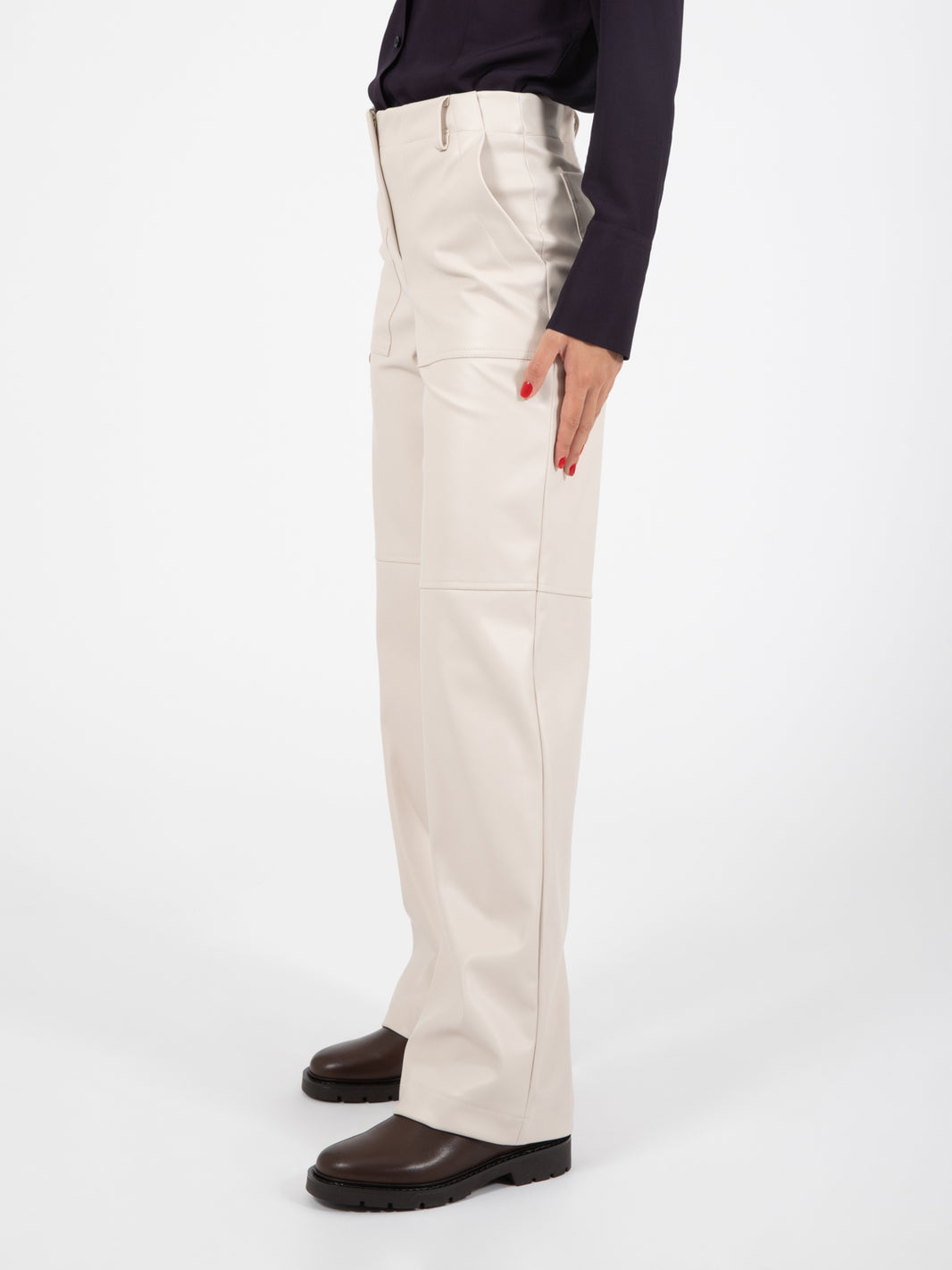 Pantaloni ecopelle burro