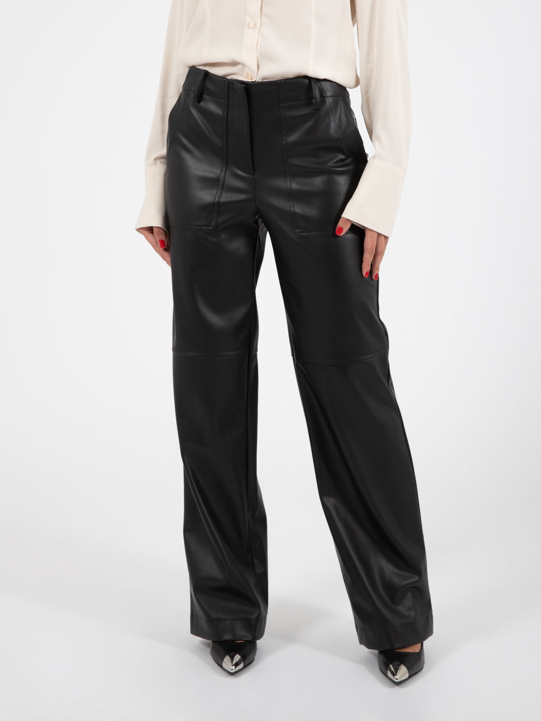 Pantaloni ecopelle neri