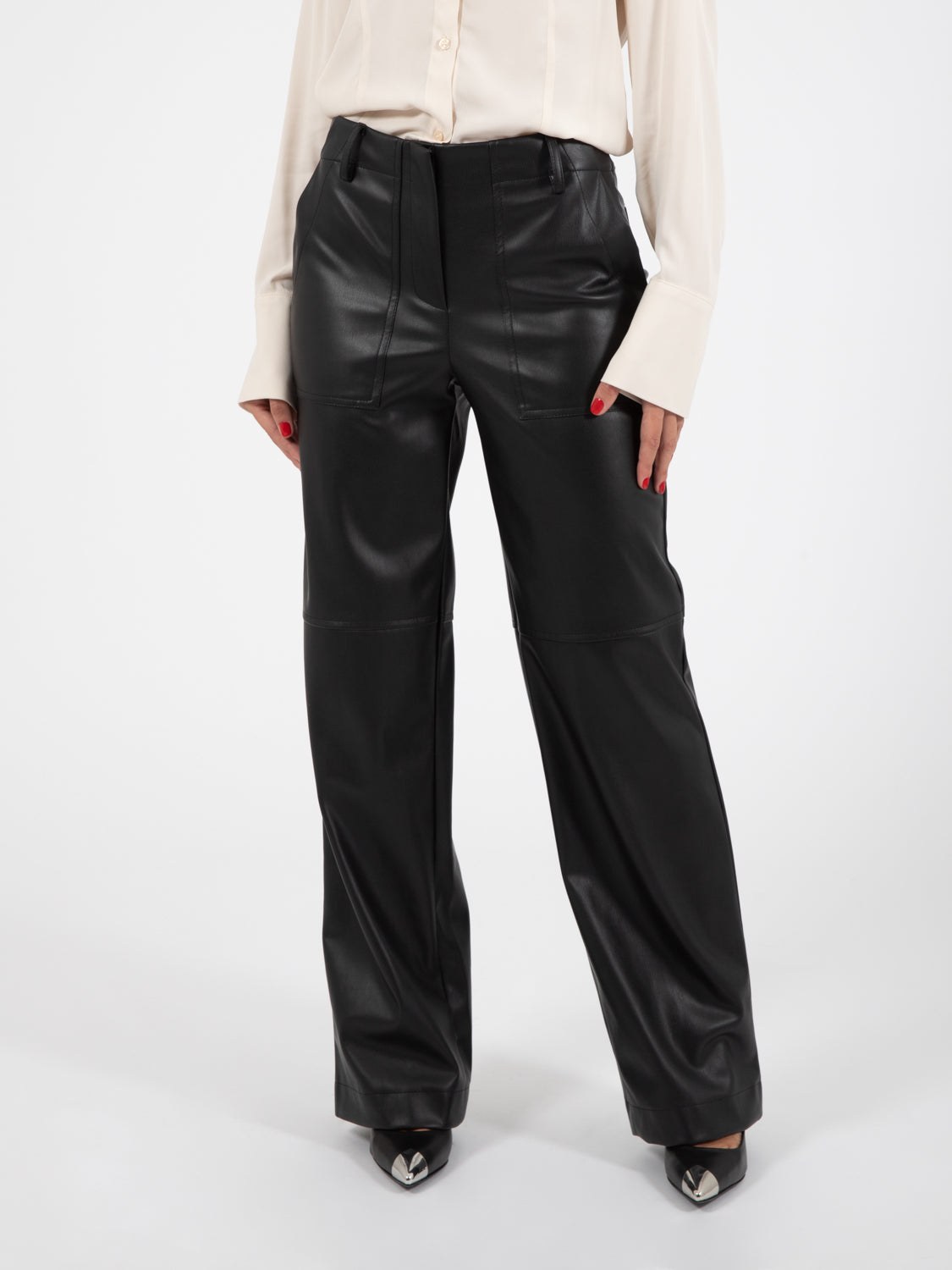 Pantaloni ecopelle neri