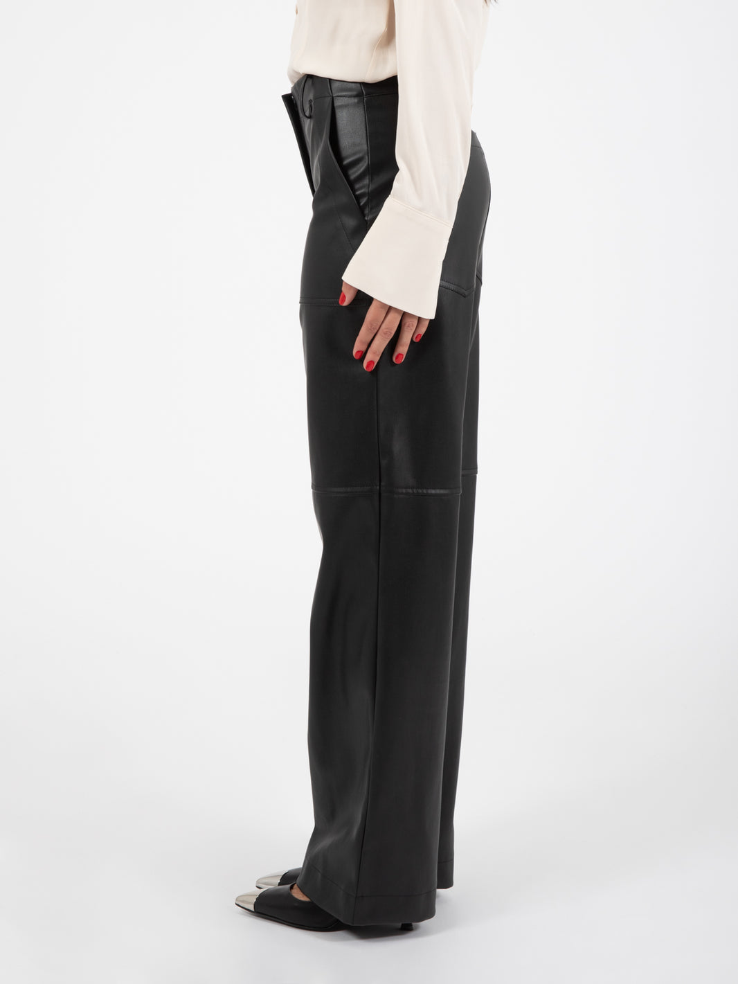 Pantaloni ecopelle neri