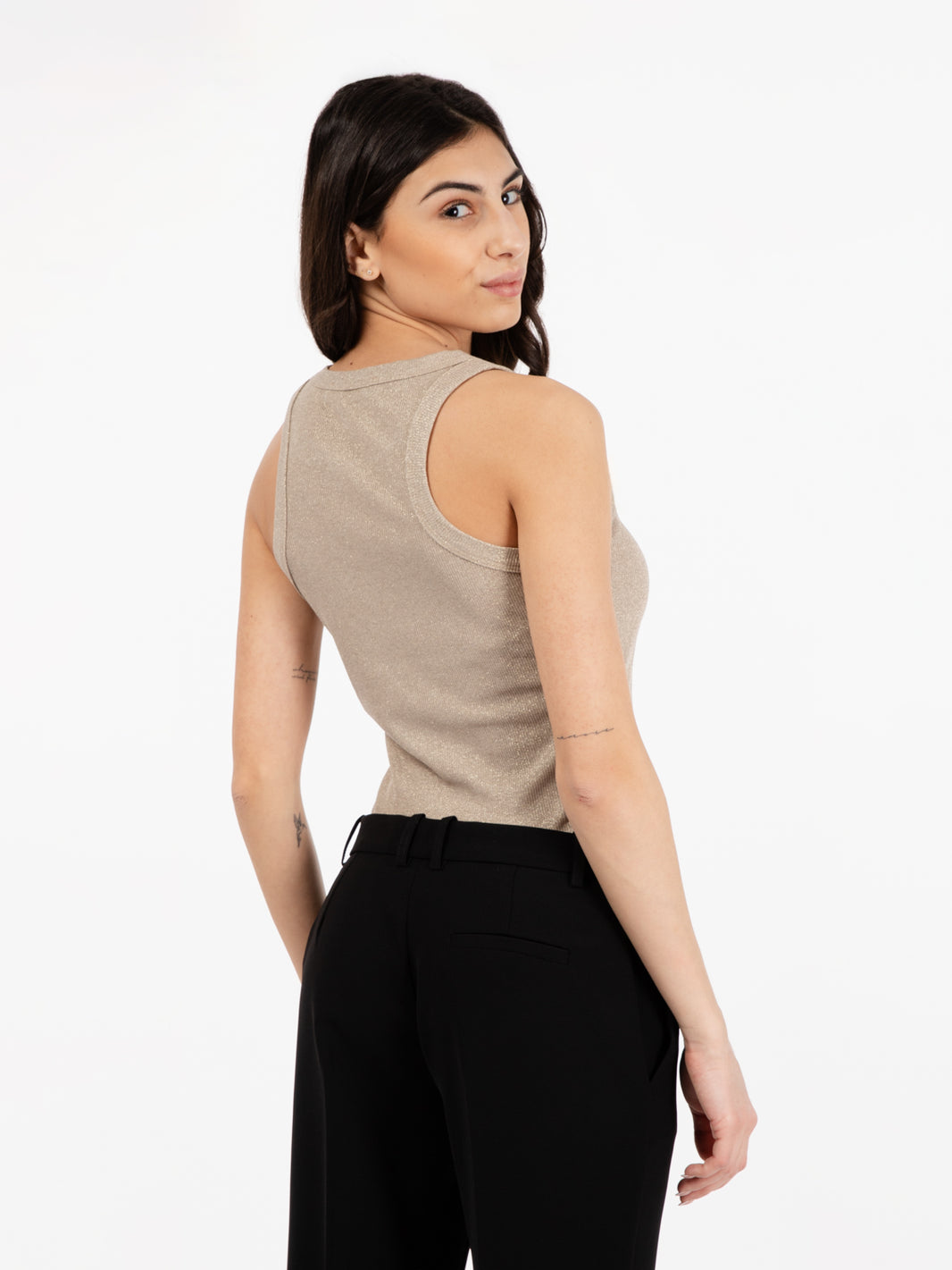 Gold lurex ribbed top