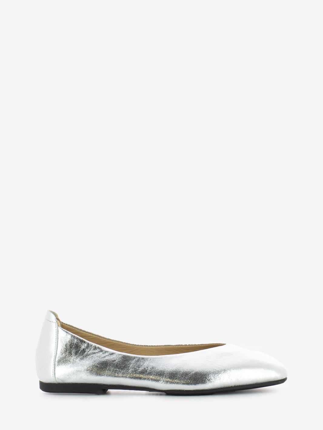 Square toe ballerina silver leather