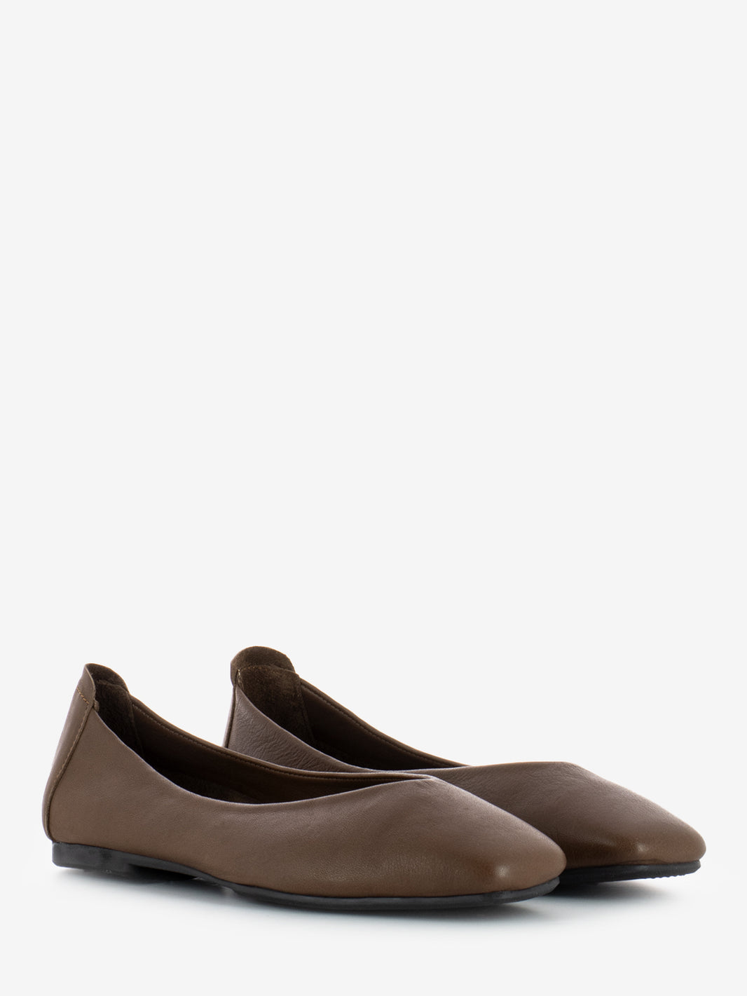 Square toe ballerina in coffee leather