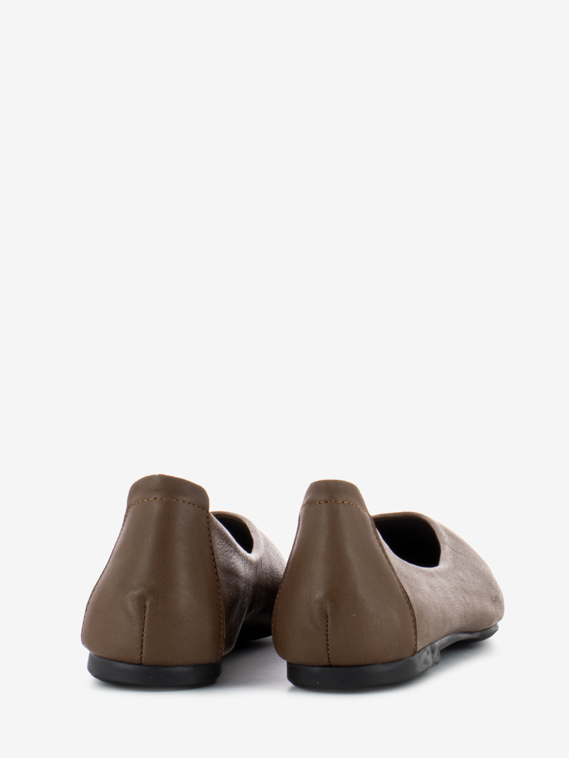 Square toe ballerina in coffee leather