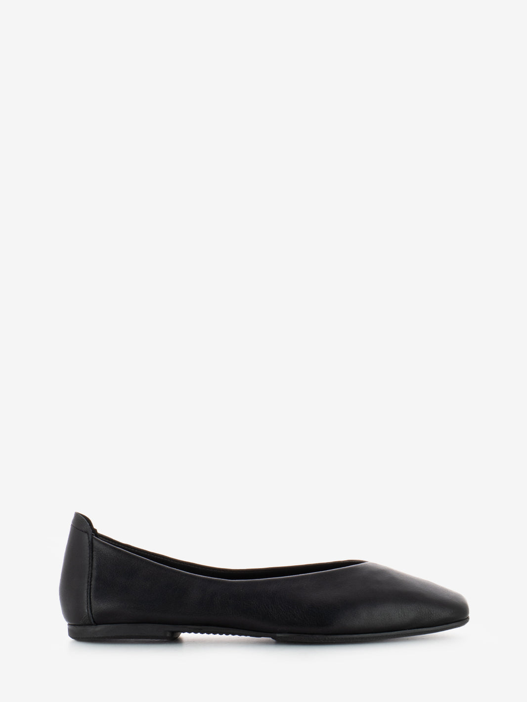 Black leather square toe ballerina