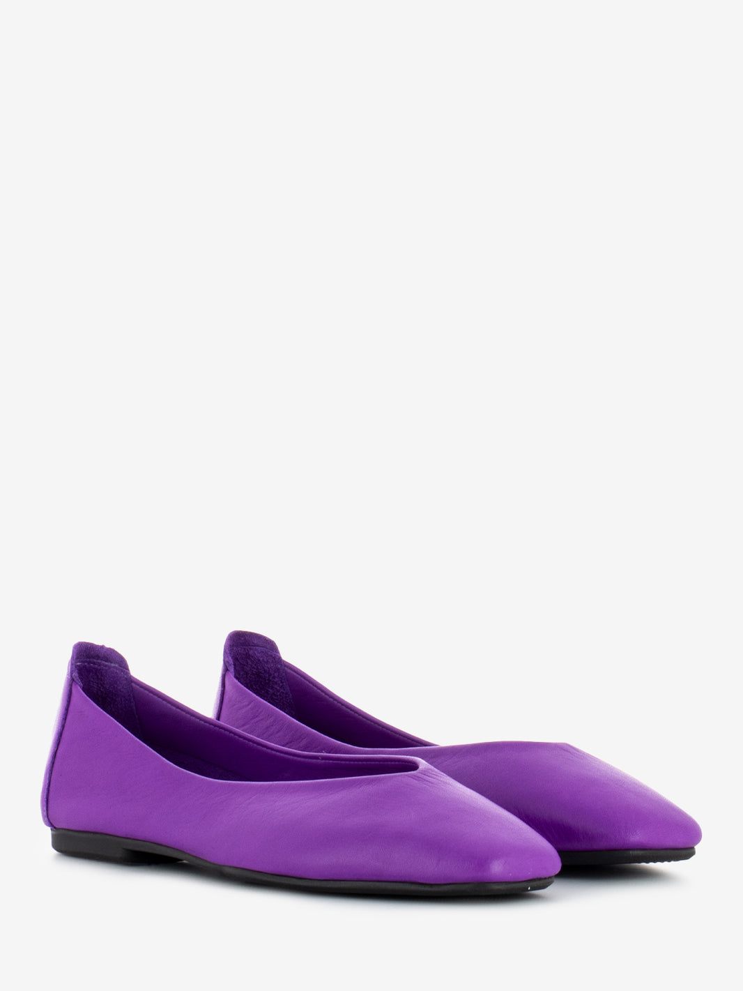 Square toe ballerina purple leather