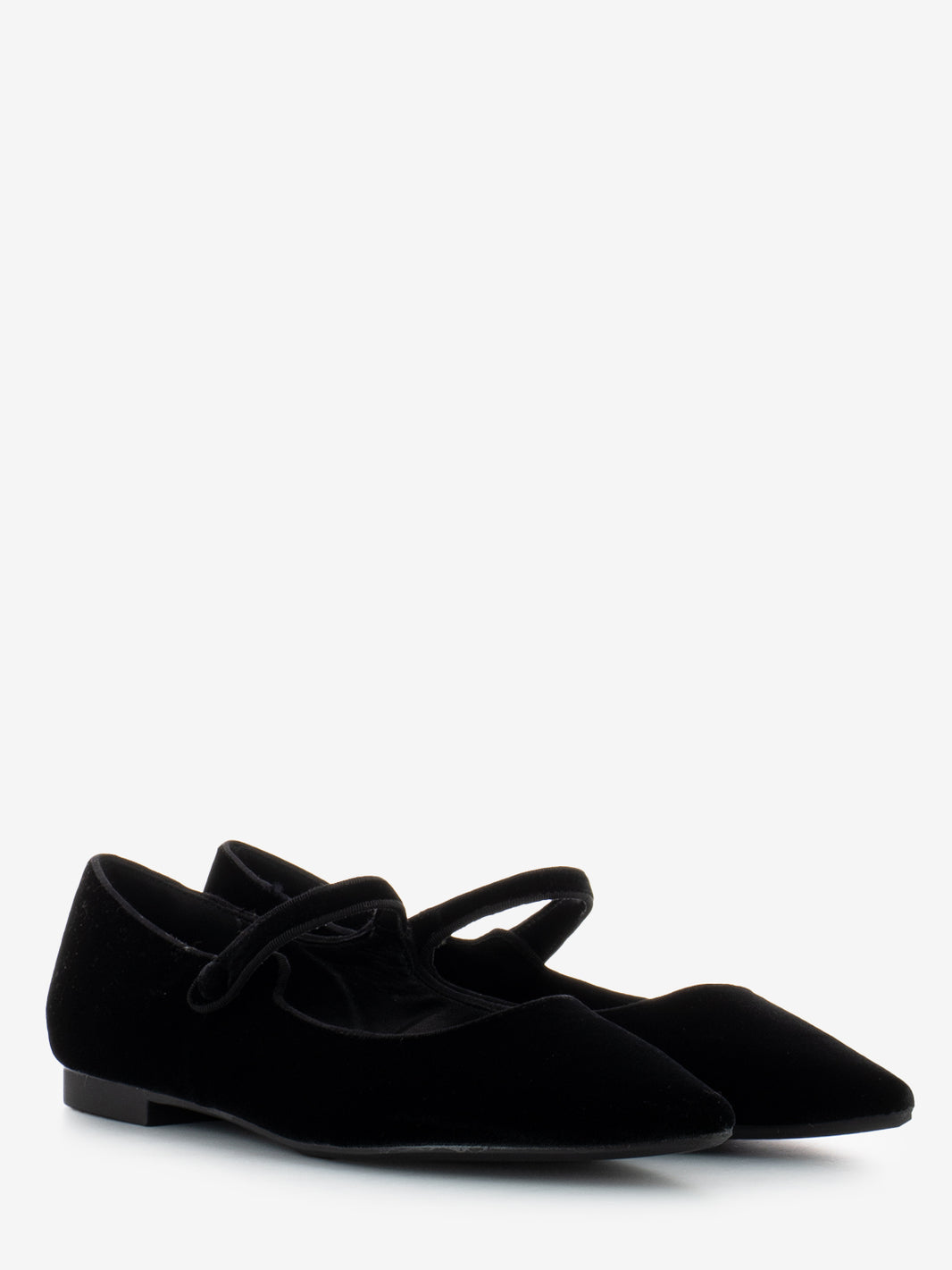 Black velvet pointed toe ballerinas