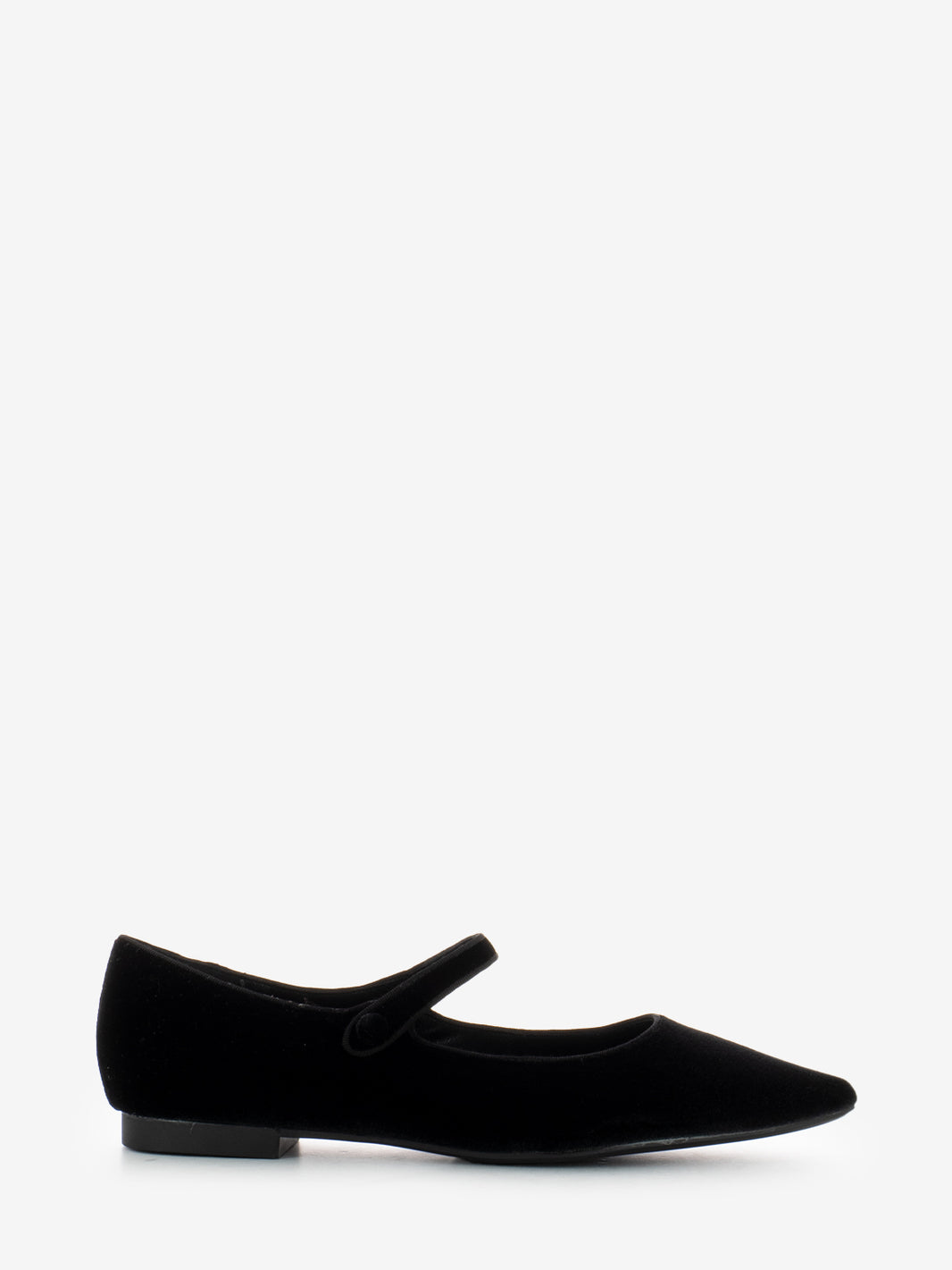 Black velvet pointed toe ballerinas
