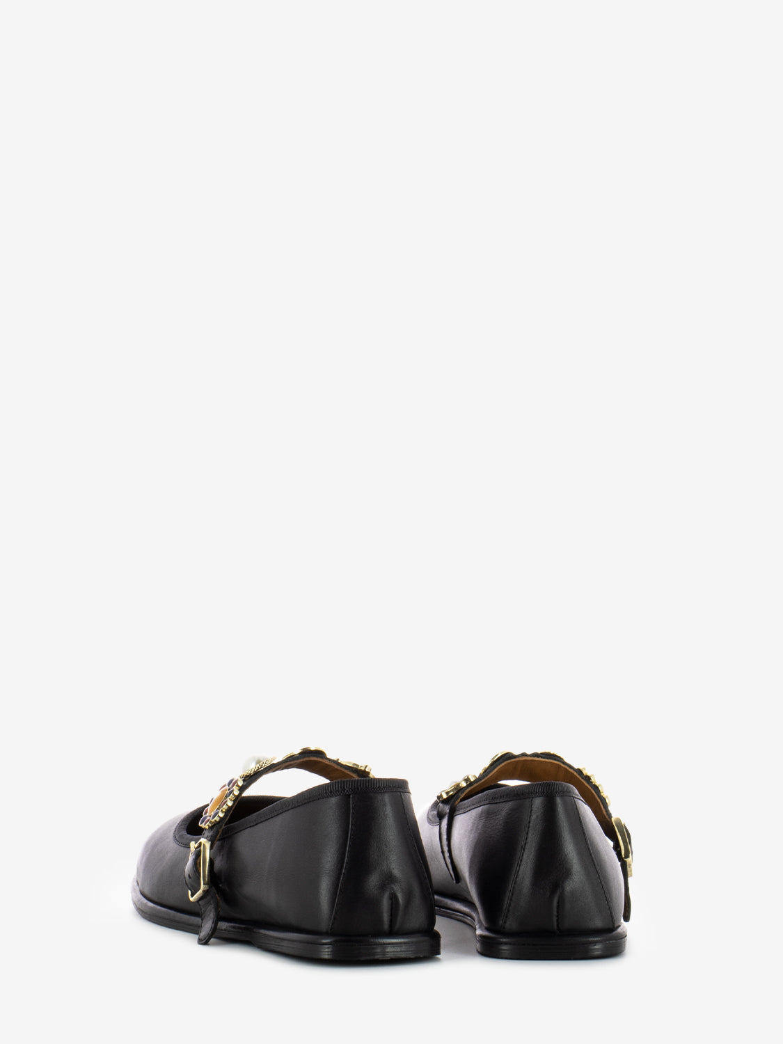 Black leather strap ballerinas