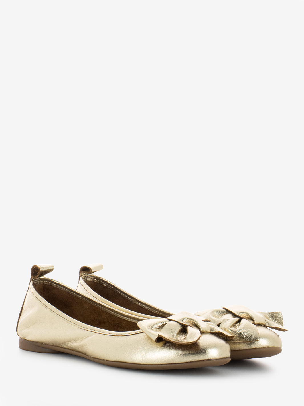 Ballerinas with bow in light gold nappa