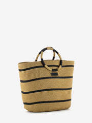 IL LACCIO - Borsa a mano in paglia Circle beige