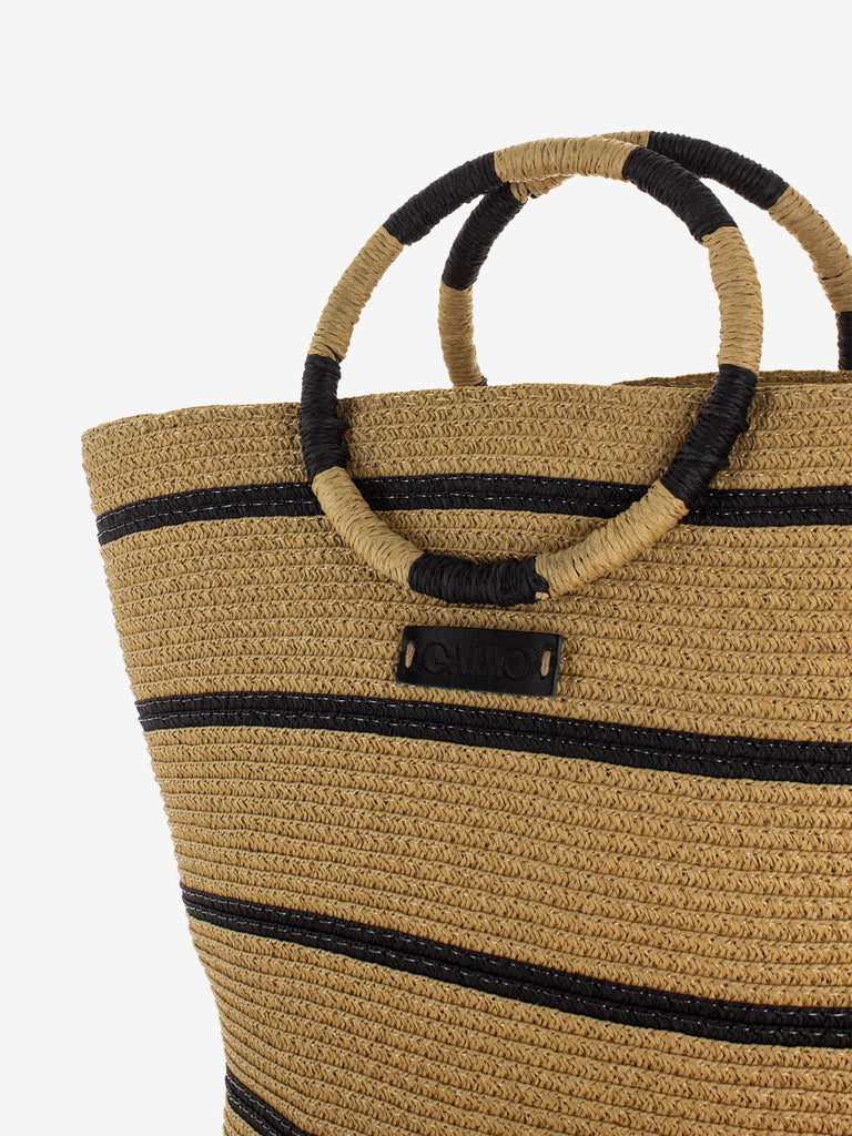 IL LACCIO - Borsa a mano in paglia Circle beige