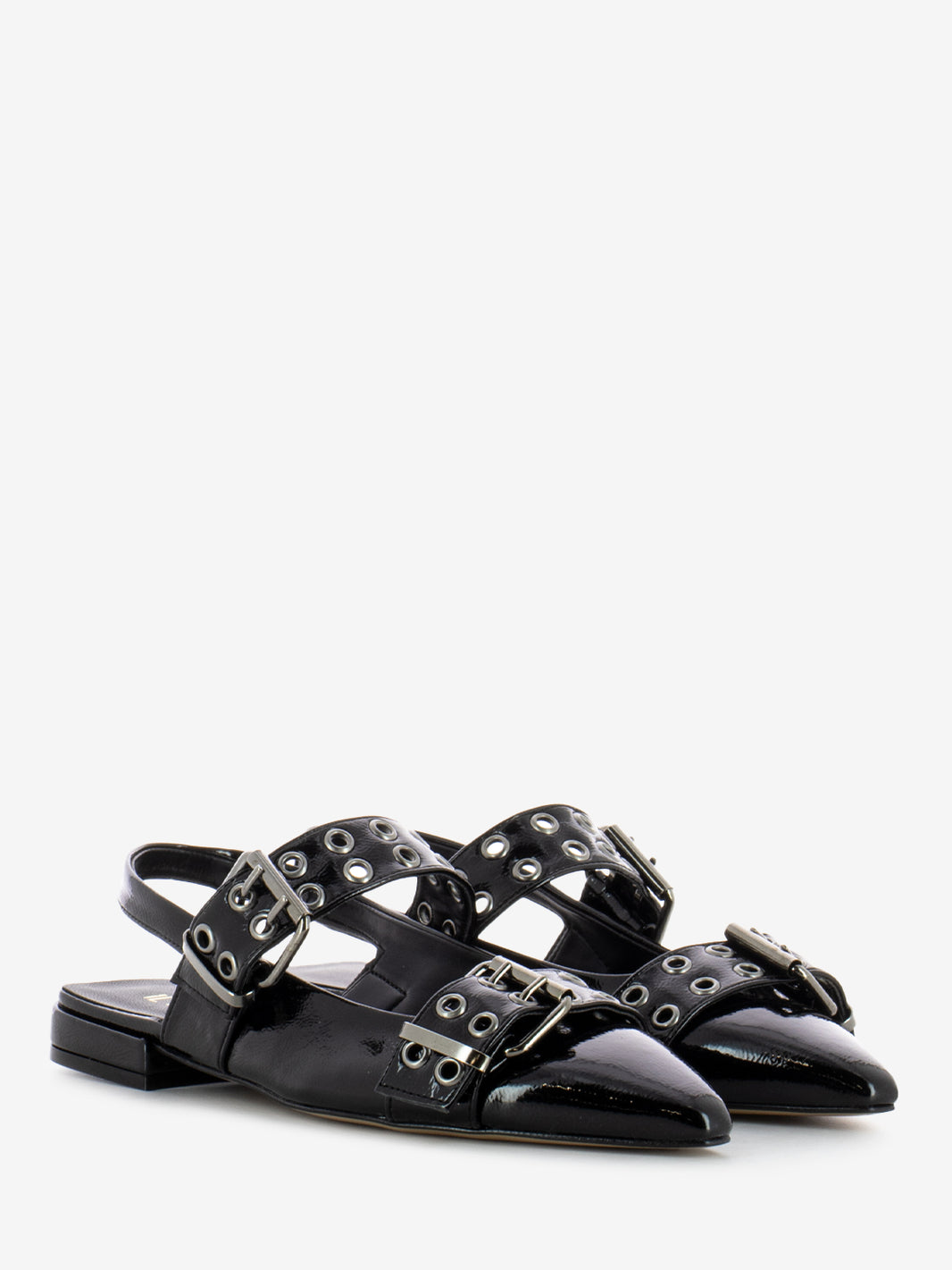 Ballerine slingback Naplak con fibbie nero
