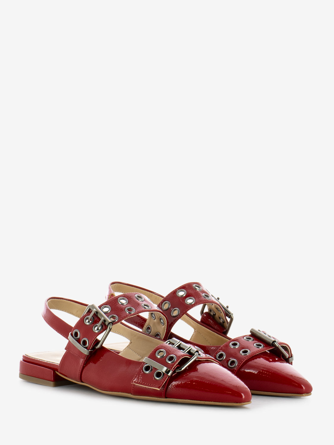 Ballerine slingback Naplak con fibbie rosso