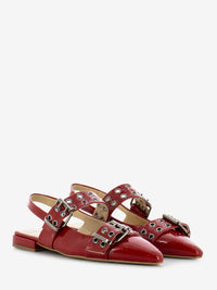 Naplak slingback ballerinas with red buckles