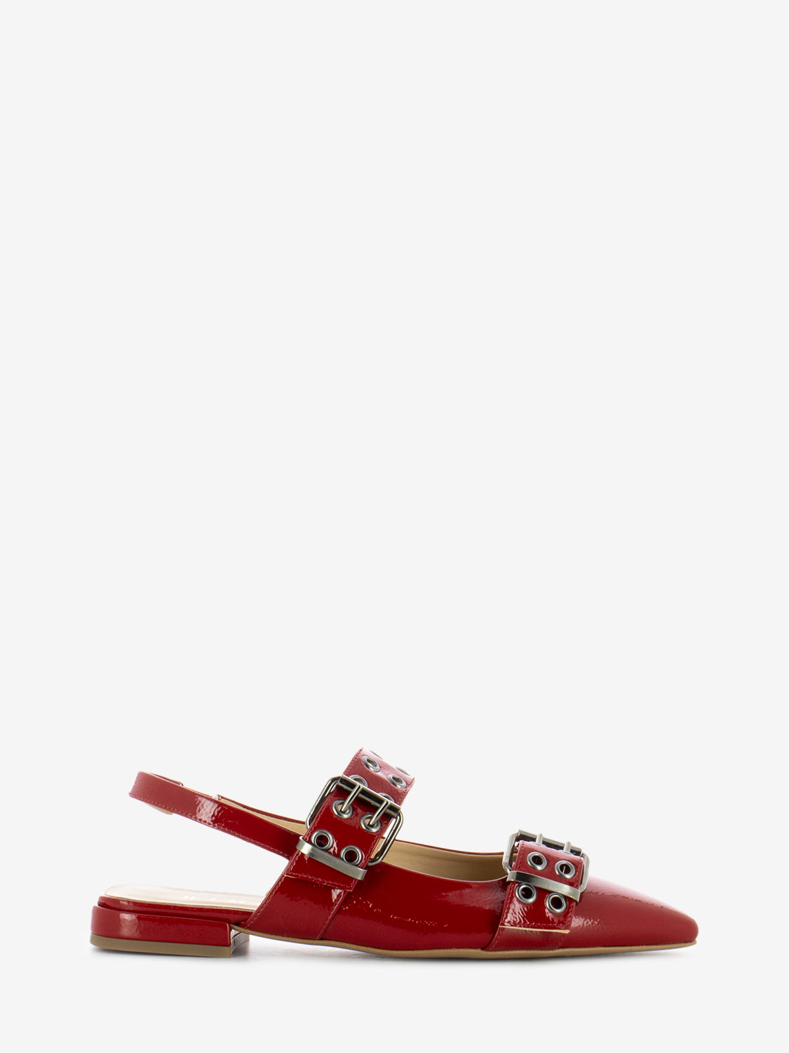 Ballerine slingback Naplak con fibbie rosso