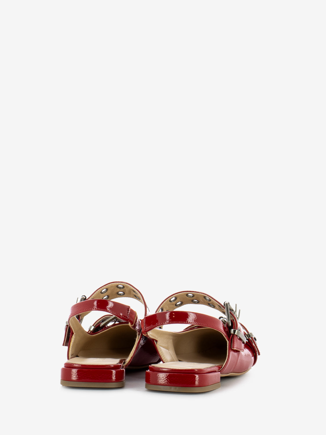 Ballerine slingback Naplak con fibbie rosso