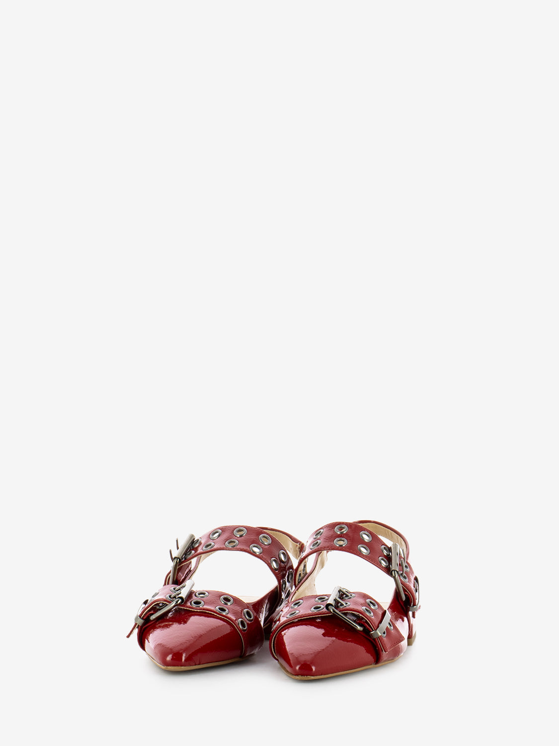 Ballerine slingback Naplak con fibbie rosso
