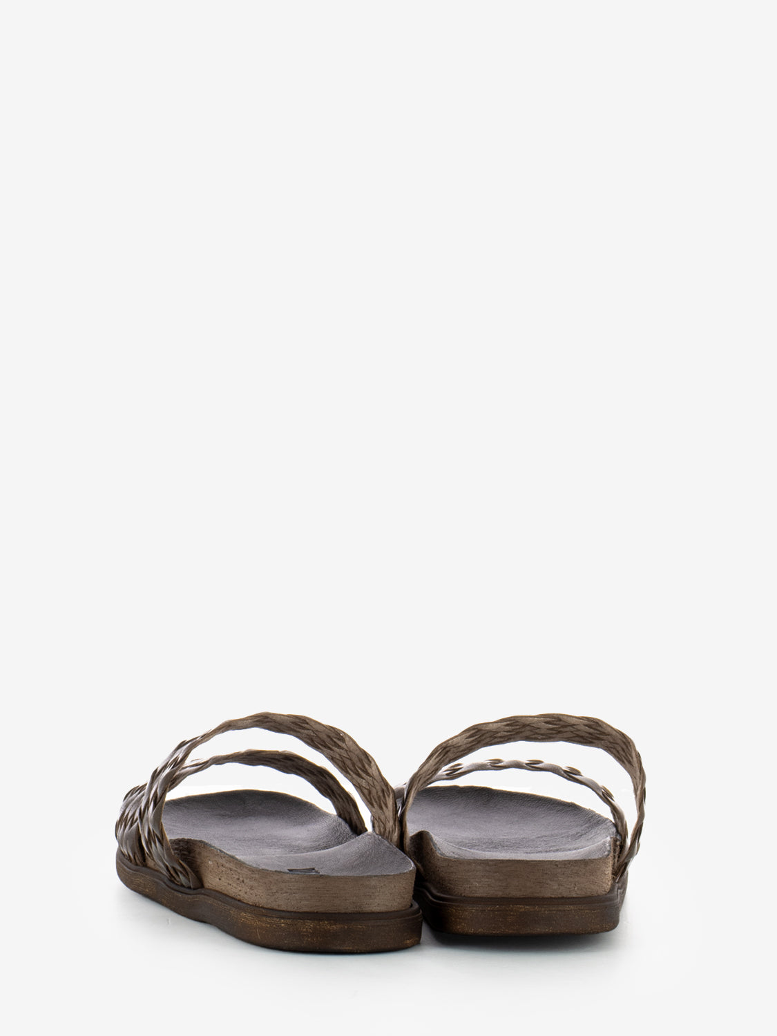 Ciabatta in pelle intrecciata marrone
