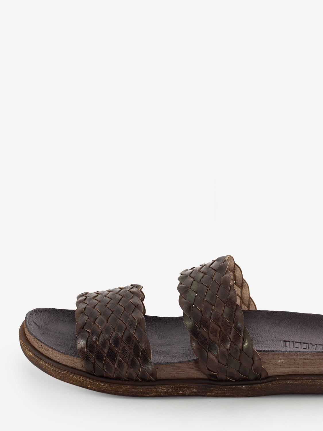 Ciabatta in pelle intrecciata marrone