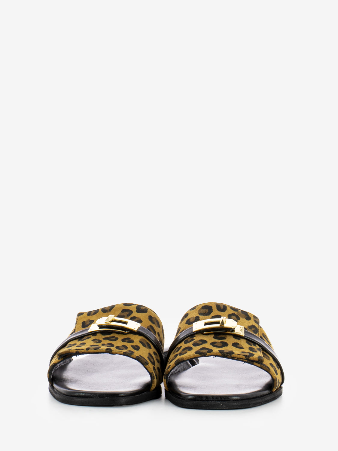 Ciabatta Padlock in camoscio leopardato / nero
