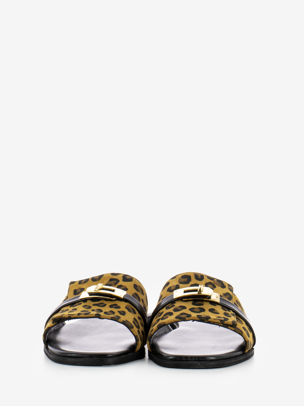 Ciabatta Padlock in camoscio leopardato / nero